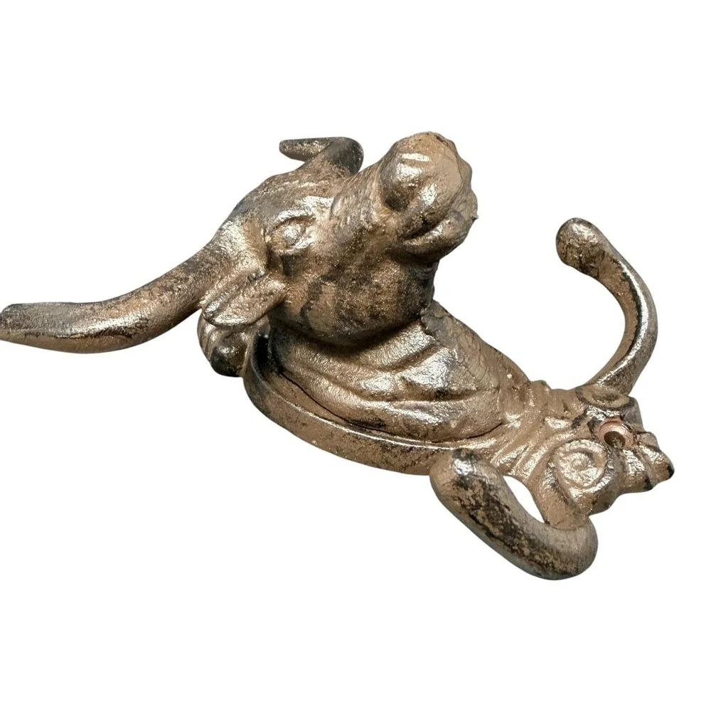 Cast Iron Bull Double Wall Hook Western Ranch Farmhouse Decor
